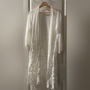 Elegant Sheer White Lace Cover Top Size Large